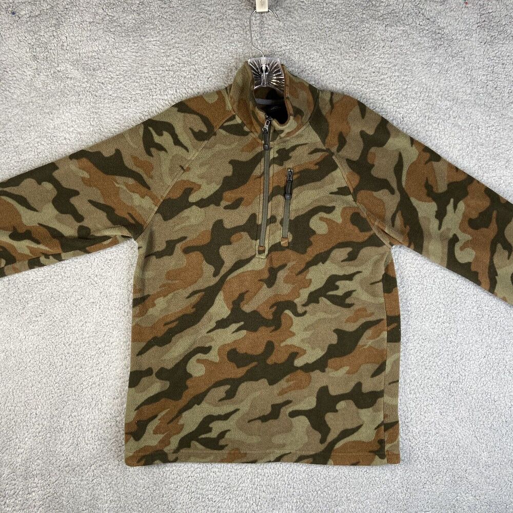 Starter Pullover Fleece 1/4 Zip Camo Pullover Mens Small Camouflage